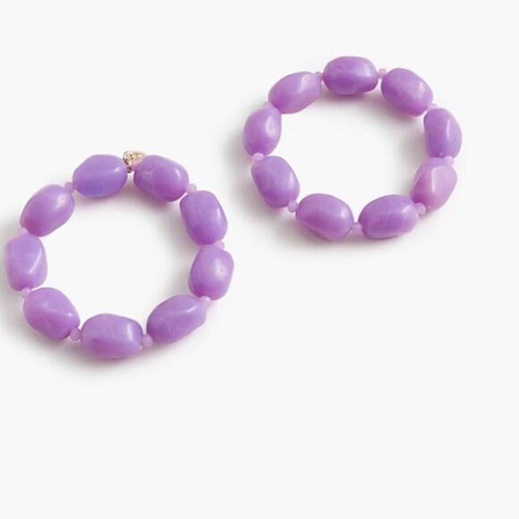 J. Crew BRIGHT LILAC Beaded chunky bracelets set - Picture 1 of 6
